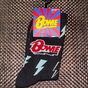 Bowie Black and Blue Lightning Bolt Socks Women’s OS NWT